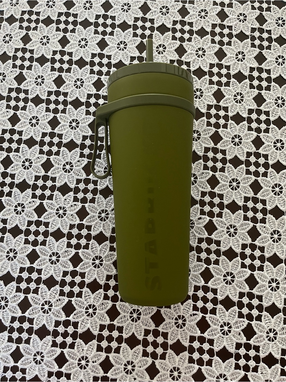 Starbucks Olive Green Travel Tumbler with Straw Lid